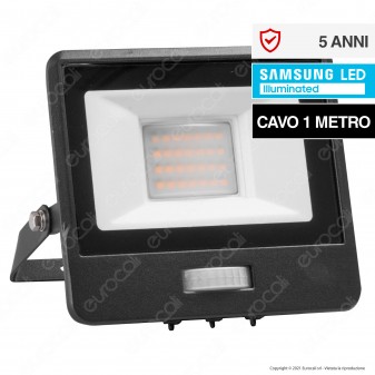 V-Tac VT-128S-1 Faretto LED SMD 20W IP65 Chip Samsung Sensore di Movimento e...