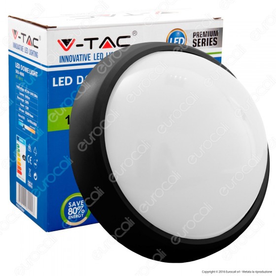 V-Tac VT-8015 Plafoniera LED 12W Forma Rotonda Colore Nero - SKU 5052 / 5051