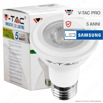 V-Tac PRO VT-220 Lampadina LED E27 7W Bulb Par Lamp PAR20 Chip Samsung - SKU 147 / 148