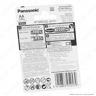 Panasonic Eneloop Pro 2500mah Pile Ricaricabili Stilo AA - Blister 4 Batterie