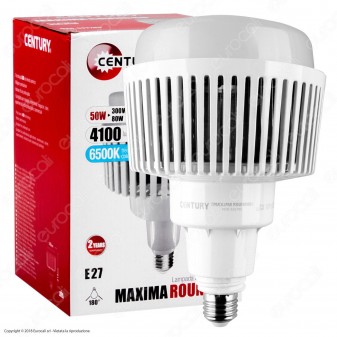 Century Maxima Round 80 Lampadina LED E27 50W High Power Bulb per Campane Industriali