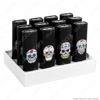 Champ Black Skull Accendino USB Ricaricabile Antivento - Box di 12 Accendini