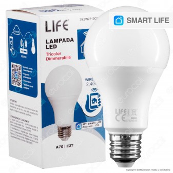 Life Lampadina LED Smart Life E27 10W Bulb A70 Tricolor Dimmerabile