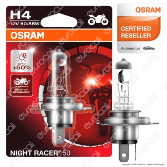 Osram Night Racer 50 Lampada per Moto 60W - Lampadina H4