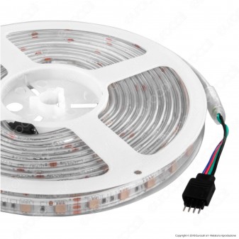 V-Tac Striscia LED 5050 Impermeabile Multicolore RGB 60LED/metro - Bobina da 5 metri - SKU 2155