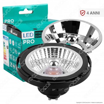 Marino Cristal Serie PRO Lampadina LED GU10 16W Faretto Spotlight Nero AR111 - mod. 21515