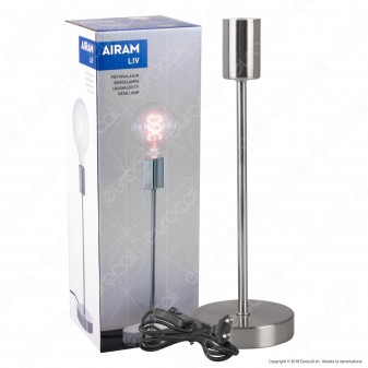 Airam Bot Lighting LIV Lampada da Tavolo con Portalampada per Lampadine E27 Colore Nichel 36cm - mod. 4126246