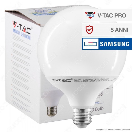 V-Tac PRO VT-288 Lampadina LED E27 18W Globo G120 Chip Samsung - SKU 123 / 124 / 125