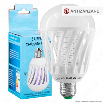 Zanzara Killer Lampadina LED E27 1W Bulb con Luce Blu Attira ed Elimina Zanzare