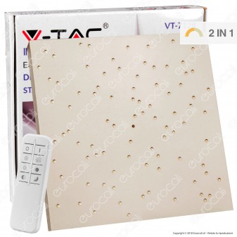 V-Tac VT-7128 Plafoniera LED 8W Forma Quadrata di Colore Oro Effetto Cielo Stellato con Telecomando - SKU 40301