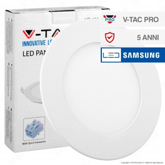 V-Tac PRO VT-606 RD Pannello LED Rotondo 6W SMD da Incasso con Driver con Chip Samsung - SKU 706