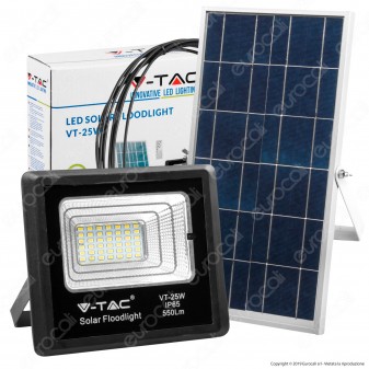 V-Tac VT-25W Faro LED 25W a Batteria con Pannello Solare e Telecomando - SKU 8573 / 94006