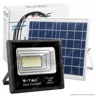 V-Tac VT-40W Faro LED 40W a Batteria con Pannello Solare e Telecomando - SKU 8574 / 94008