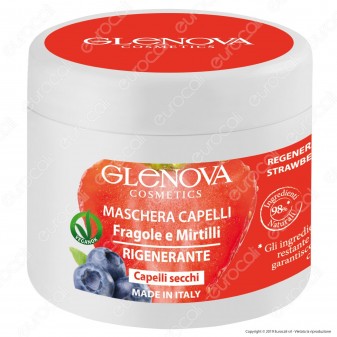 Glenova Cosmetics Maschera per Capelli Rigenerante con Fragole e Mirtilli - Barattolo da 500ml
