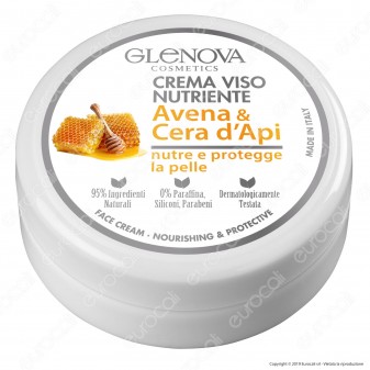 Glenova Cosmetics Crema Viso Nutriente con Avena e Cera D'Api - Barattolo da 120ml