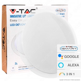 V-Tac Smart VT-5141 Plafoniera LED 40W RGB+W 3in1 Wi-Fi Forma Circolare Effetto Cielo Stellato - SKU 1497
