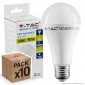 10 Lampadine LED V-Tac VT-2015 E27 15W Bulb A65 - Pack Risparmio