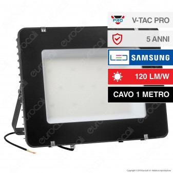 V-Tac PRO VT-405 Faro LED SMD 400W IP 65 High Lumens Ultrasottile Chip Samsung Colore Nero - SKU 964 / 965