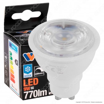 Wiva Lampadina LED GU10 9W Faretto Spotlight 38° Dimmerabile - mod. 12100422 / 12100423 / 12100424