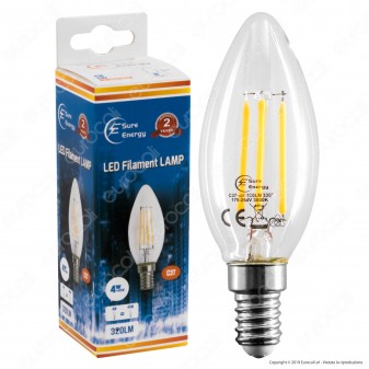 Sure Energy Ener-J Lampadina LED E14 4W Candela Filament - mod. T536