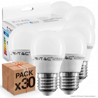 30 Lampadine LED V-Tac VT-2256 Super Saver Pack E27 5,5W MiniGlobo G45 - Pack Risparmio