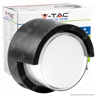 V-Tac VT-827 Lampada LED da Muro 12W Wall Light Colore Nero Forma Rotonda - SKU 8537 / 8538