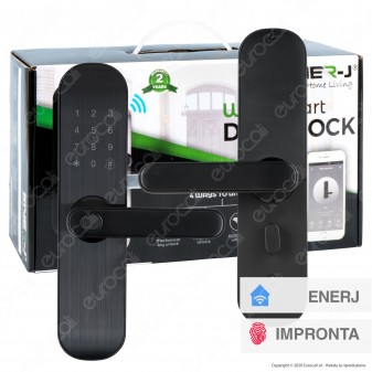Ener-J Wi-Fi Smart Doorlock Kit Serratura e Maniglie per Porte Apertura a Destra 5in1 Colore Nero - mod. SHA5263