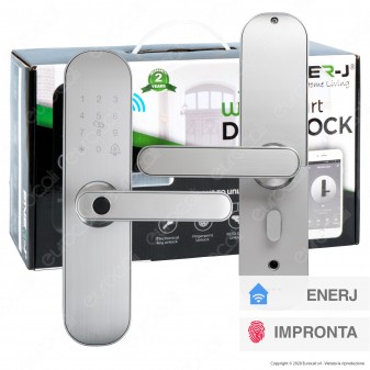 Ener-J Wi-Fi Smart Doorlock Kit Serratura e Maniglie per Porte Apertura a Destra 5in1 Colore Argento - mod. SHA5277