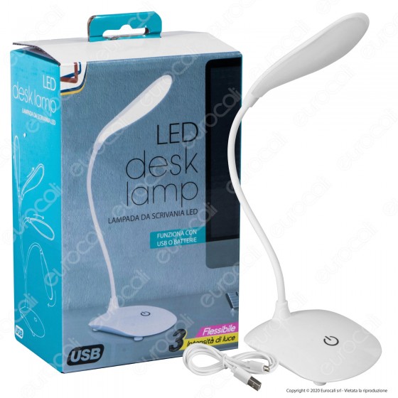 Intergross LED Desk Lamp Lampada da Scrivania Doppia Alimentazione Dimmerabile Colore Bianco - mod. IGZ116