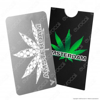 Grinder Card Formato Tessera Tritatabacco in Metallo - Amsterdam Leaf 
