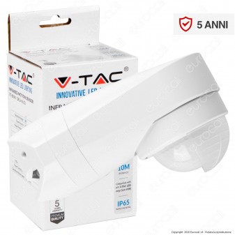 V-Tac VT-8094 Sensore di Movimento a Infrarossi IP65 per Lampadine LED Colore Bianco - SKU 6613