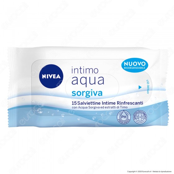 Nivea Intimo Aqua Sorgiva Salviettine Intime Rinfrescanti - Confezione da 15pz.