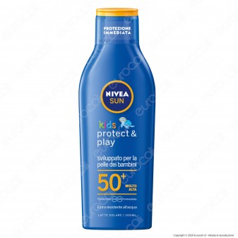 Nivea Sun Latte Solare Protect & Play Kidz FP 50+ - Flacone da 200ml