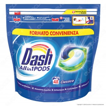 Dash All in 1 Pods Classico Detersivo in Capsule - Confezione da 48 Pastiglie