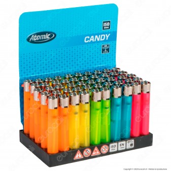 Atomic Candy Accendino Micro Colori Assortiti Traslucidi - Box da 50 Accendini