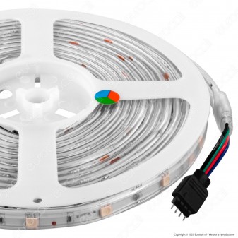 V-Tac Striscia LED 5050 Impermeabile Multicolore RGB 30 LED/metro - Bobina da 5 metri - SKU 2118