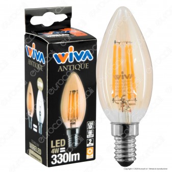 Wiva Antique Lampadina LED E14 4W Candela Ambrata - mod. 12100592