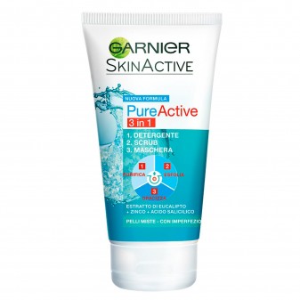 Garnier Skin Active Pure Active Trattamento 3in1 all'Eucalipto - Tubetto da 150ml