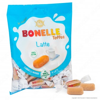 Caramelle Bonelle Toffee Morbide al Latte Senza Glutine per Vegetariani - Busta da 150g