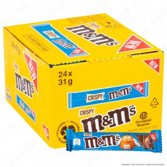 M&M's Crispy Tavoletta di Cioccolato al Latte con Confetti al Riso Soffiato - 24 Barrette da 31g