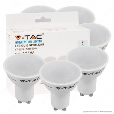 V-Tac VT-2225 Super Saver Pack Confezione 6 Faretti LED GU10 5W Spotlight 110° - SKU 2739 / 2740 / 2741