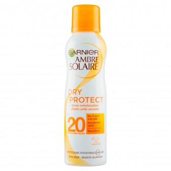 Garnier Ambre Solaire Dry Protect SPF 20 Spray Nebulizzatore Protezione Media ad Assorbimento Rapido - Flacone da 200ml