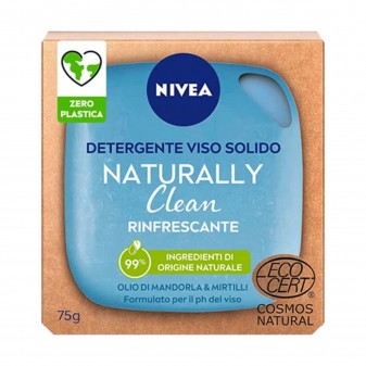 Nivea Naturally Clean Saponetta Detergente Viso Rinfrescante con Olio di Mandorla e Mirtilli