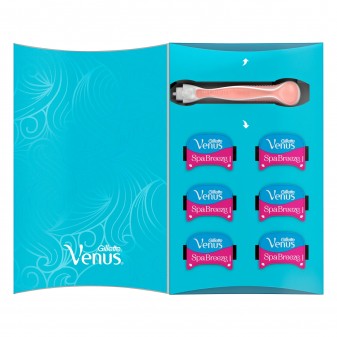 Gillette Venus Spa Breeze Kit con Rasoio per la Depilazione + 10 Lamette Ricambio 
