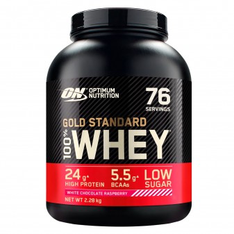 Optimum Nutrition Gold Standard 100% Whey Proteine Aminoacidi in Polvere Cioccolato Bianco e Lampone - Barattolo da 2,28kg