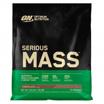 Optimum Nutrition Serious Mass Proteine Whey in Polvere per Sviluppo Muscolare al Cioccolato - Busta da 5,45Kg  