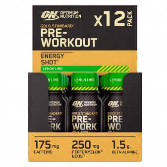 Optimum Nutrition Gold Standard Pre-Workout Energy Shot Limone e Lime - 12 Monoporzioni da 60ml