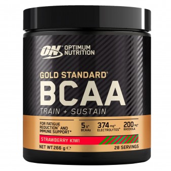 Optimum Nutrition Gold Standard BCAA Train Sustain Aminoacidi Ramificati in Polvere Gusto Fragola e Kiwi - Barattolo 266g