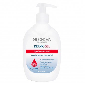 Glenova Dermogel Gel Alcool 75% Sanificante Igienizzante Mani Efficace Contro Germi e Batteri - Flacone da 500ml