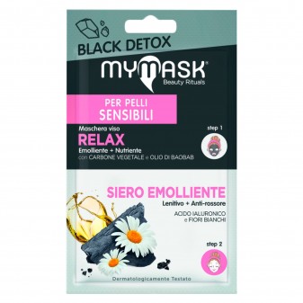 MyMask Black Detox Trattamento Nutriente Maschera Relax e Siero Emolliente - Confezione da 1 trattamento